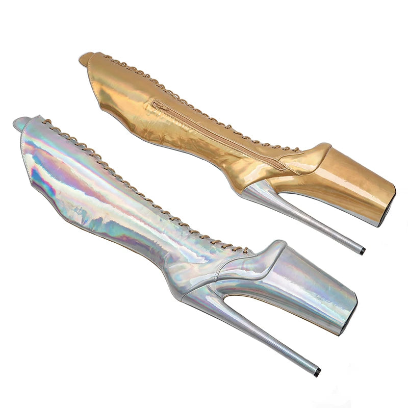 26cm Thigh-High Platform Boots - Lace-Up Dance Boots