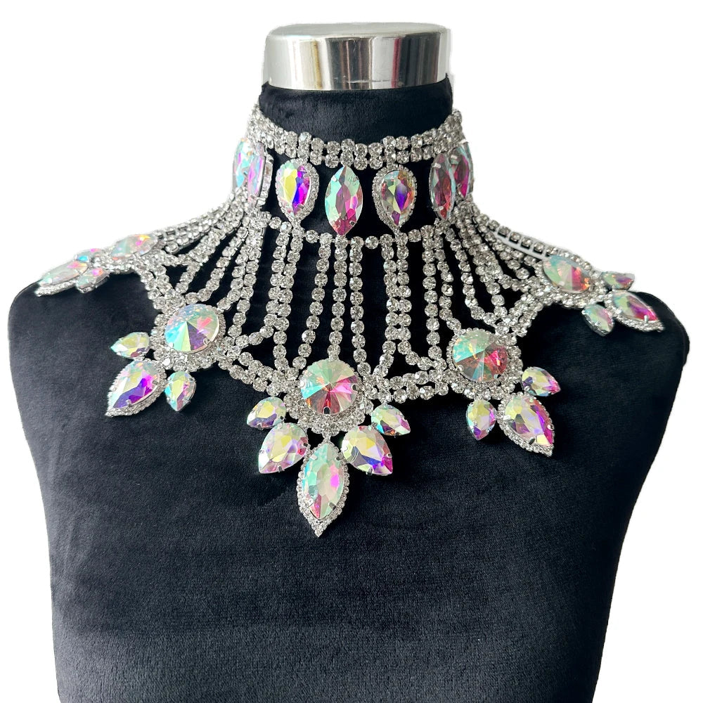 Rhinestone Choker Shoulder Necklace | Crystal Statement