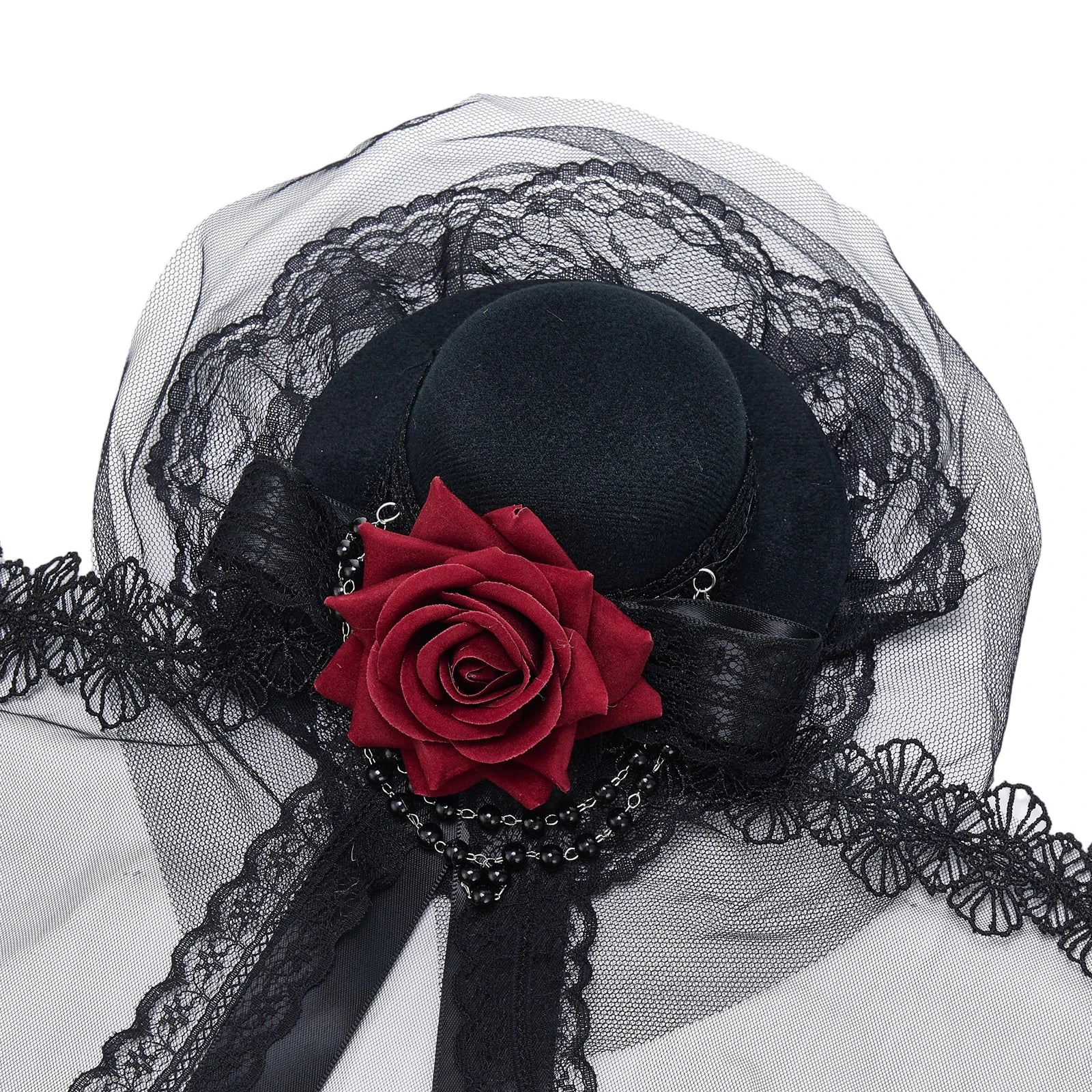 Gothic Mini Top Hat | Lace Veil & Rose | 4 Styles