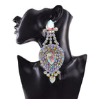 Rhinestone Drop Earrings | Crystal Statement | Clip-On