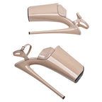 10-Inch Patent Platform Sandals - Open Toe High Heel Performance Shoes