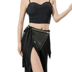 Belly Dance V-Shape Hip Scarf | Fringe & Fishing Net | 5 Colors