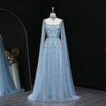 Crystal A-Line Gown | Cape Sleeves | Square Neck | Choker
