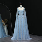 Crystal A-Line Gown | Cape Sleeves | Square Neck | Choker