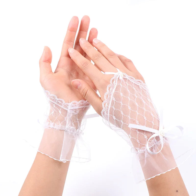 Fingerless Lace Gloves | Bow Cuffs