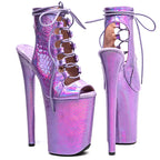 9-Inch Holographic Snake Ankle Boots
