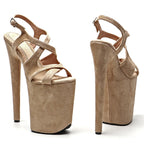 Suede Platform Pole Dance Sandals – 9-Inch High Heel Stage Shoes