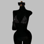 Rhinestone Fishnet Halter Crop Top