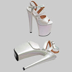 8-Inch Snakeskin Platform Heels - Exotic Pole Dance Sandals