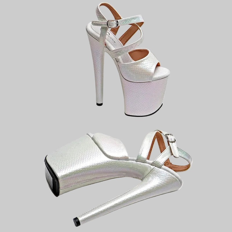 8-Inch Snakeskin Platform Heels - Exotic Pole Dance Sandals