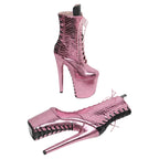 8-Inch Snake Print Platform Ankle Boots - Pole Dance Boots