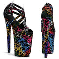 9-Inch Graffiti Platform Sandals | Open Toe | Multi-Strap