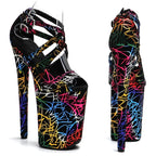 9-Inch Graffiti Platform Sandals | Open Toe | Multi-Strap