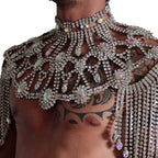 Dazzling Crystal Rhinestone Chain Shoulder Collar - Festival, Drag & Performance Body Jewelry