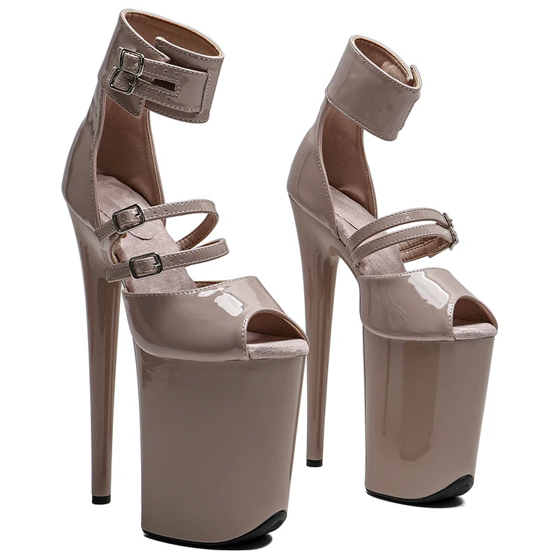 23cm Platform Sandals - Ultra High Heel Slip-On Dance Shoes