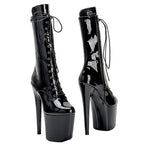 Patent Platform Ankle Boots – 8-Inch Pole Dance Heels, Pink, Wine Red & Black