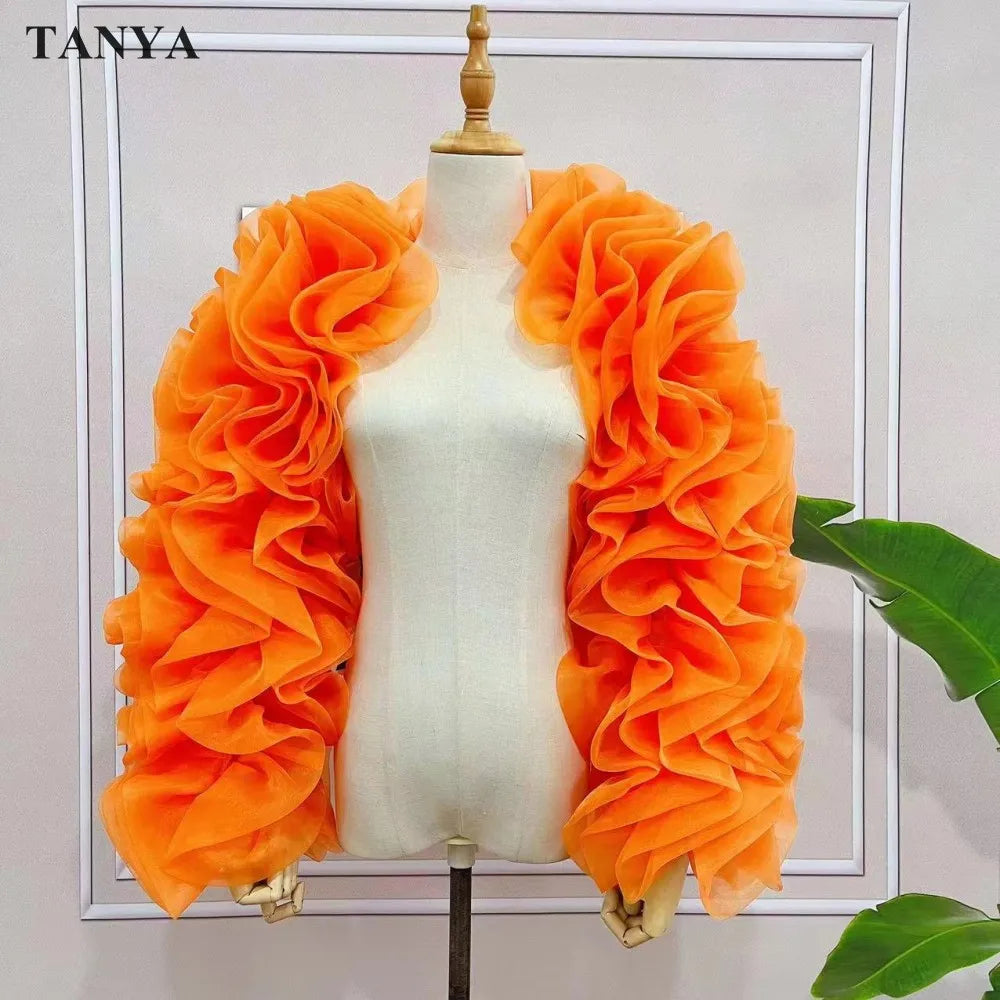 Ruffled Organza Bolero | Puff Sleeve Jacket | Pageant & Formal