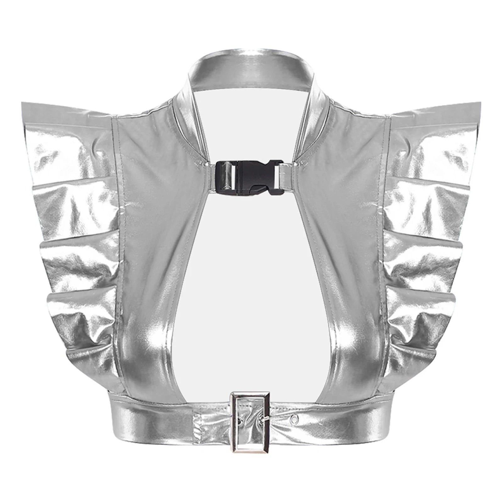 Metallic Shoulder Armor Shrug Crop Top | 6 Colors