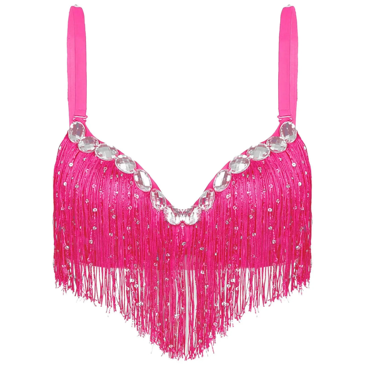 Rhinestone Fringe Tassel Dance Bra Top | Belly Dance & Cabaret | 4 Colours