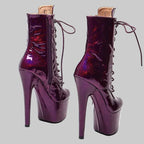 17CM Glitter Platform Ankle Boots - 7 Inch High Heel Pole Dance Boots