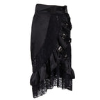 Gothic Satin & Lace Ruffle Skirt | Buckle Detail | S-6XL