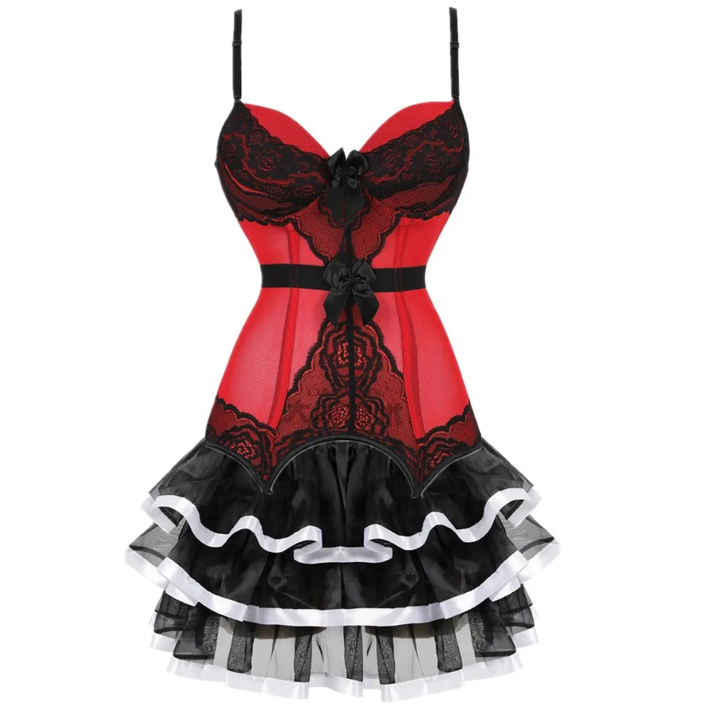 Overbust Corset & Tutu Skirt Set | Straps Cup | Burlesque
