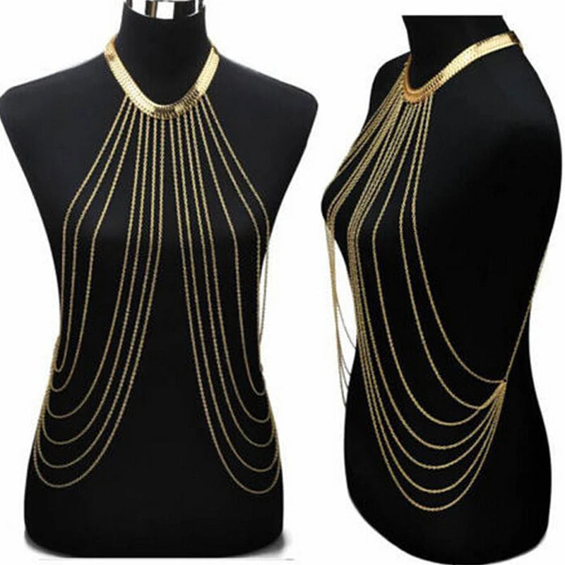Golden Cascade Tassel Body Chain