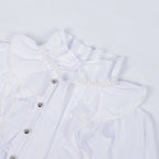 Gothic Stand Collar Pleated Shirt | Rhinestone | Black & White | S-2XL