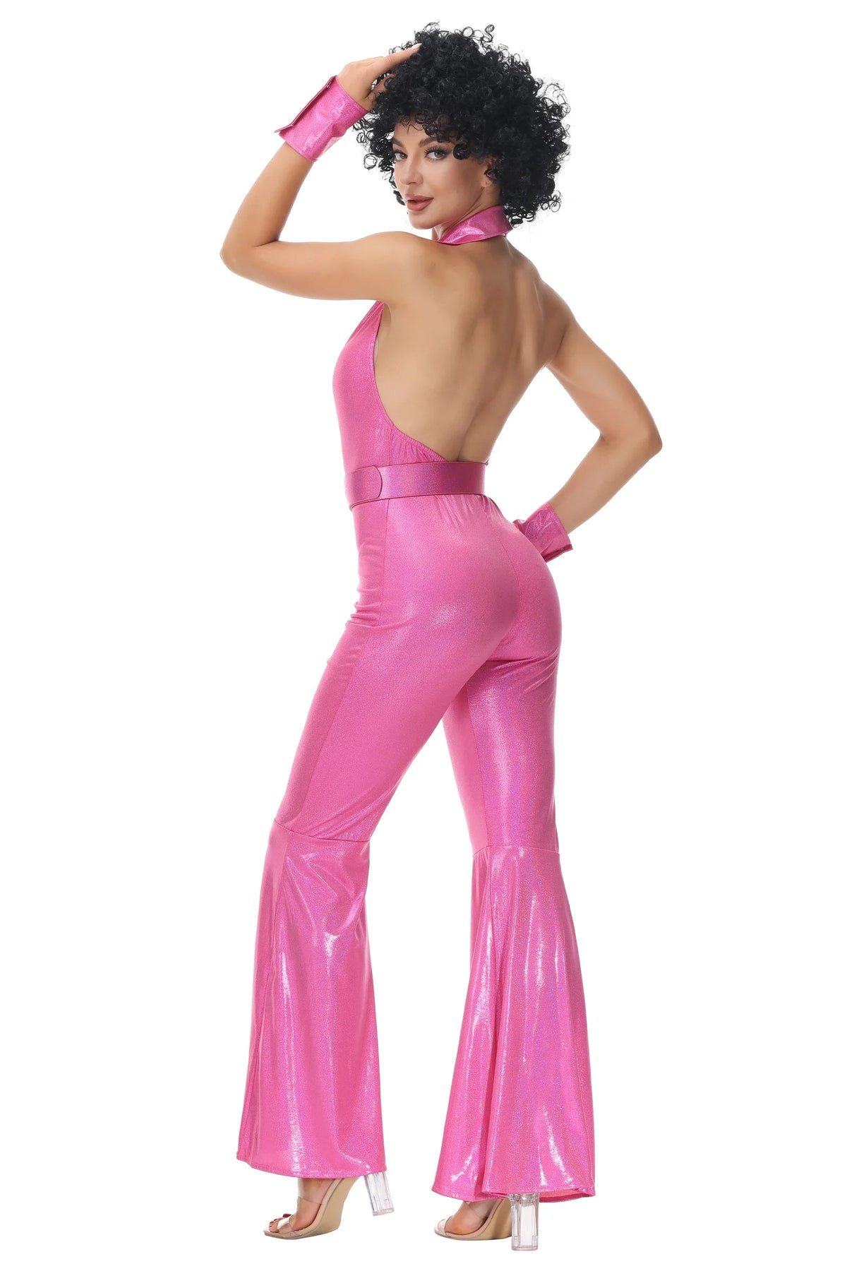 Disco Jumpsuit | Pink Flared Halter