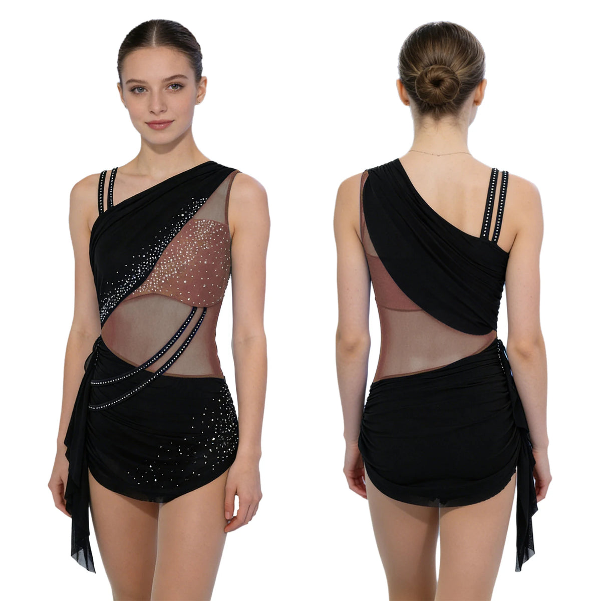 Lyrical Dance Dress | Rhinestone Asymmetric Skirt