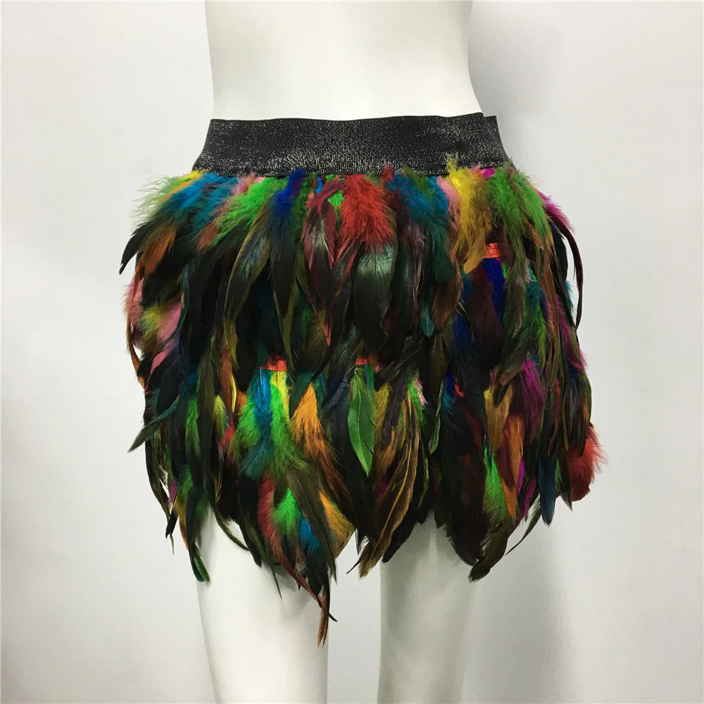 Fluffy Feather Mini Skirt - Festival & Performance Skirt