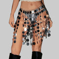 Acrylic Sequin Tassel Mini Skirt - Handmade See-Through Party Skirt