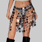 Acrylic Sequin Tassel Mini Skirt - Handmade See-Through Party Skirt