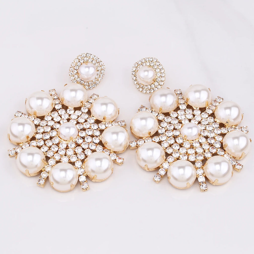 Pearl & Rhinestone Drop Earrings | 7 Colors