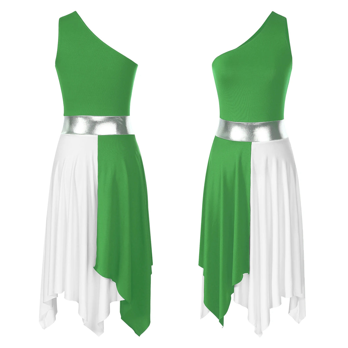 Lyrical Praise Dance Dress | Asymmetric Hem | Multi-Color