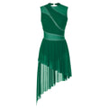 Lyrical Dance Dress | Rhinestone Asymmetric Mesh