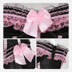 Striped Brocade Overbust Corset Top | Lace Trim & Bow | 10 Colours | S–6XL