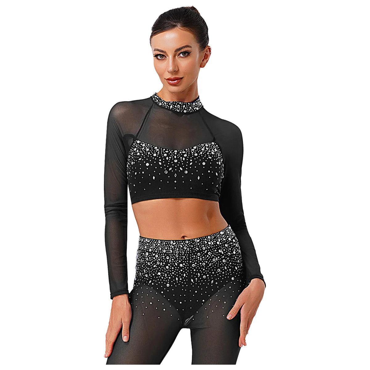 Prism Rhinestone Crop Top and Leggings Set