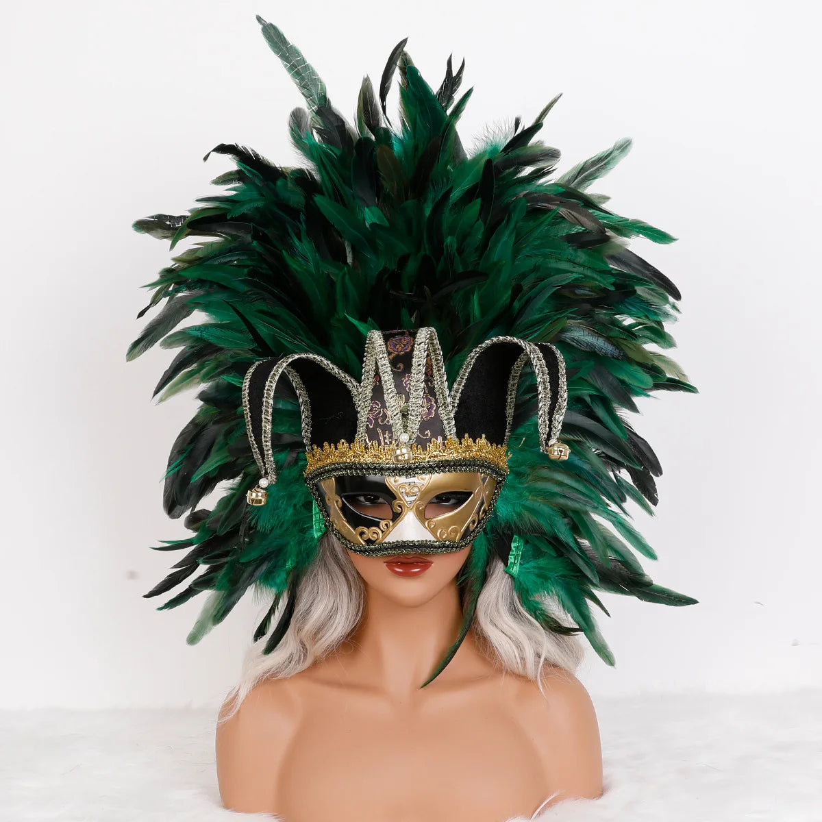 Feather Masquerade Mask | Jester Crown