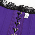Purple Satin Overbust Corset | Lace-Up Boned Bustier