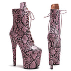 20cm Snake Matte Ankle Boots - Exotic Platform Dance Boots