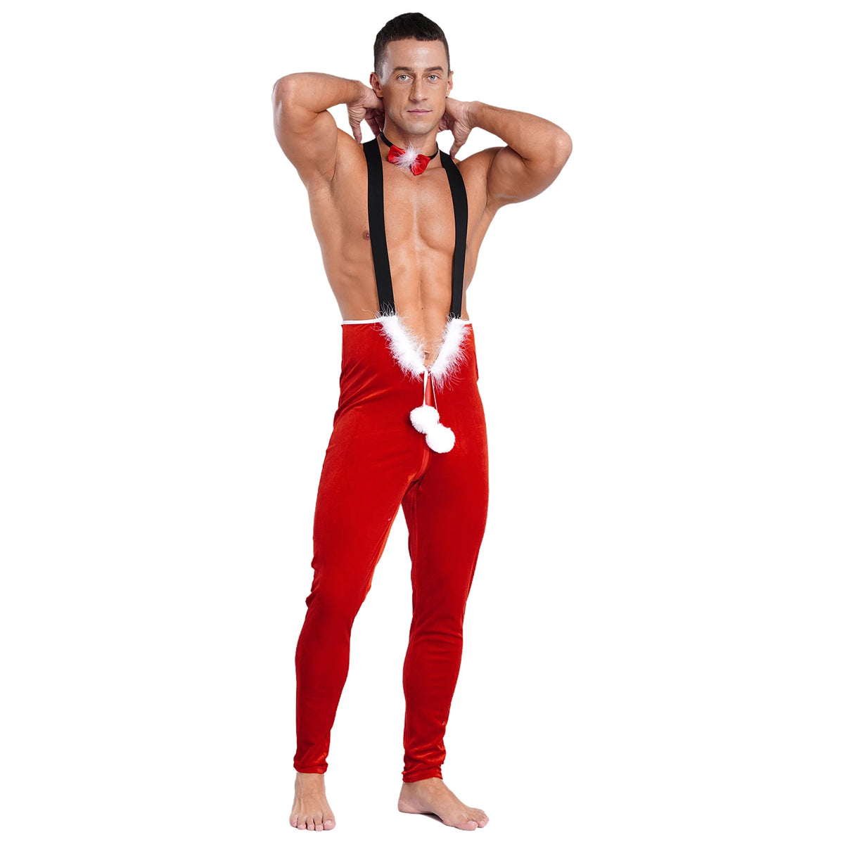 Men's Christmas Jumpsuit | Velvet & Pom-Poms