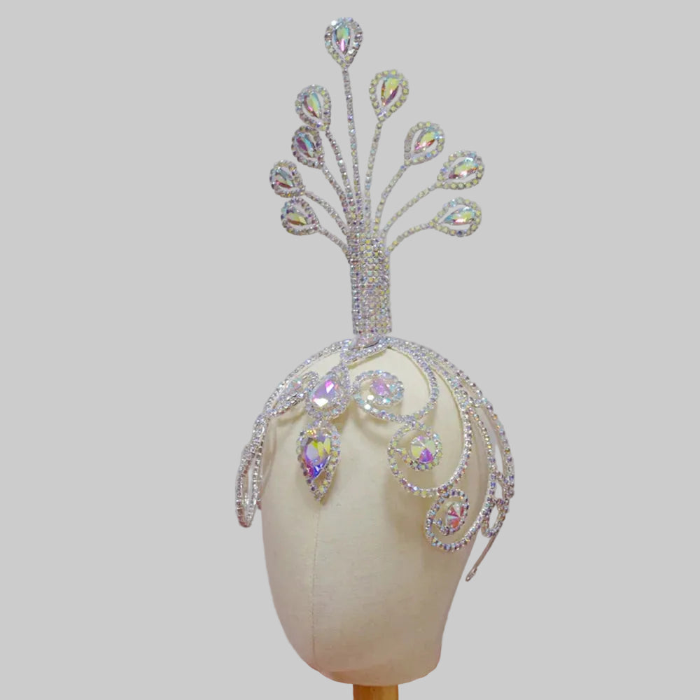 Oversized Rhinestone Crown Headpiece - Statement Tiara for Stage & Performance