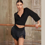 Latin Dance Skirt | Layered V-Cut Fringe