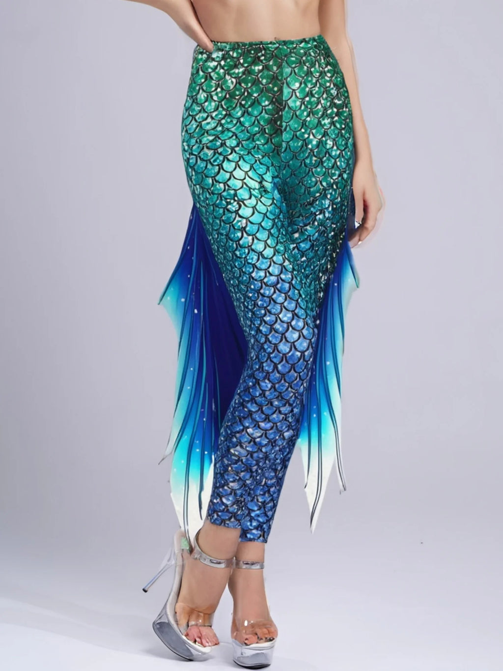 Mermaid Fish Scale Bodysuit & Fringe Leggings Set