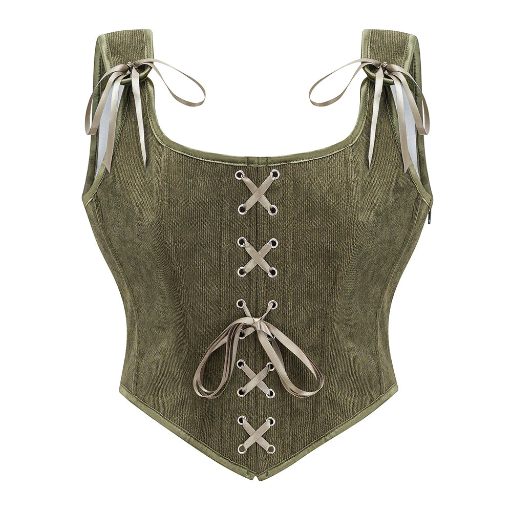 Lace-Up Overbust Corset Top | Gothic Steampunk | Zip Side