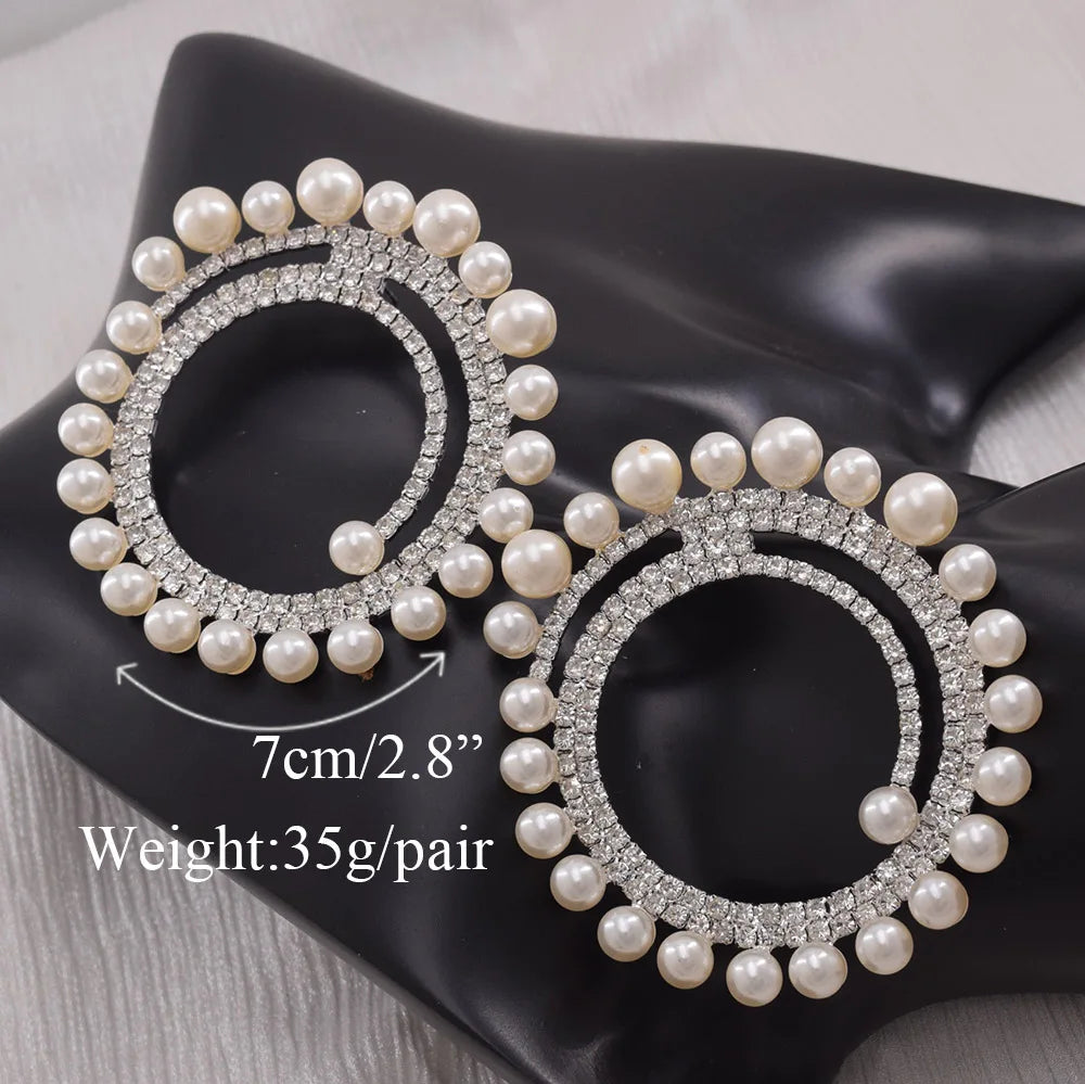Statement Earrings | Pearl & Rhinestone Circles