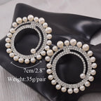 Statement Earrings | Pearl & Rhinestone Circles