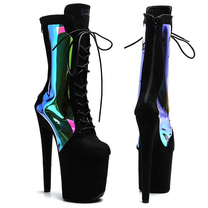 8-Inch Suede Ankle Boots - Black Platform Dance Boots