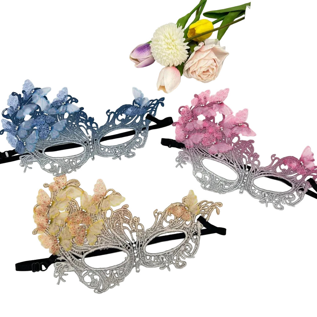 Butterfly Lace Masquerade Mask | Half Face | 7 Colors